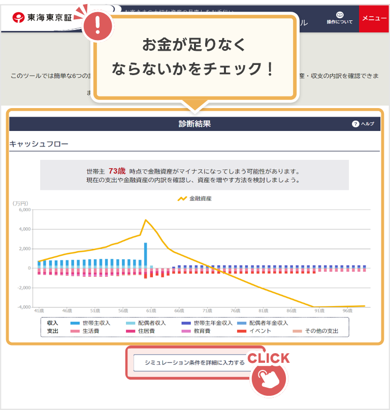投資ナビゲーター「ライフプランシミュレーション」ページの説明画像