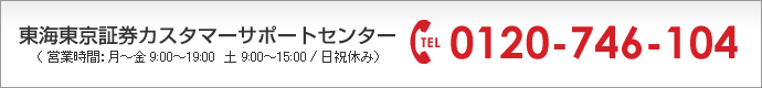 東海東京証券カスタマーサポートセンター TEL:0120-746-104