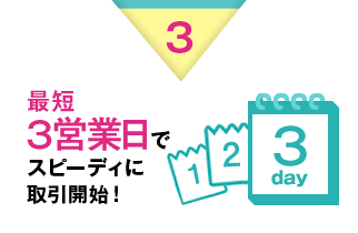 3 最短3営業日でスピーディに取引開始！