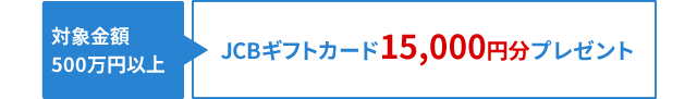 対象金額500万円以上：JCBギフトカード15,000円分プレゼント