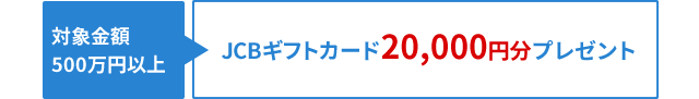 対象金額500万円以上：JCBギフトカード20,000円分プレゼント