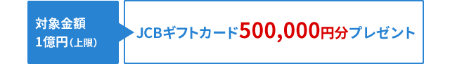 対象金額1億円(上限):JCBギフトカード500,000円分プレゼント